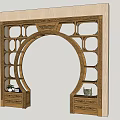 Chinese Curio Shelf with Circular Arch Design Multiple Wooden Layers Drawers and Decorative Carvings