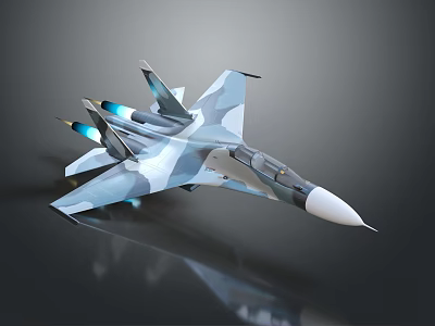 Modern Camouflage Fighter Jet With Sleek Design And Jet Engines On 3d model