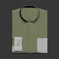 Stylish Light Green Collared Shirt With White Cuffs And Pocket Design