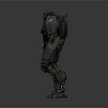 3D Model Mechanical Robot Character With Gray Armor Red Accents And Detailed Structure