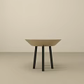 Minimalist Modern Side Table With Beige Round Top And Black Legs 3d model