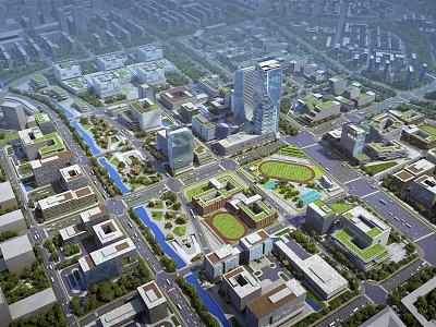 Modern Aerial View of the City model