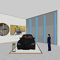 4S Car Dealership Showroom Interior With Vehicle Displays Reception Area And Lighting