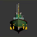 Green And White Model Boat With Yellow Buoys Ladder And Deck Details