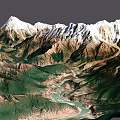 Scenic Garden Landscape With Snow Capped Peaks And Lush Mountain Terrain