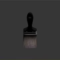 Black Handle Paint Brush With Purple Bristles And Metal Ferrule Isolated On Dark Background