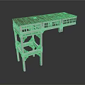 Detailed Architectural Structure Model With Wooden Roof Railings And Support Frames