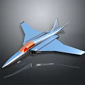 3D Rendered Silver Fighter Jet Model With Orange Cockpit On Dark Reflective Background