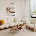 Nordic Sofa Coffee Table Combination 3d model