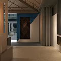 Contemporary Retail Store Featuring Modern Architecture Panda Doll And Blue Logo