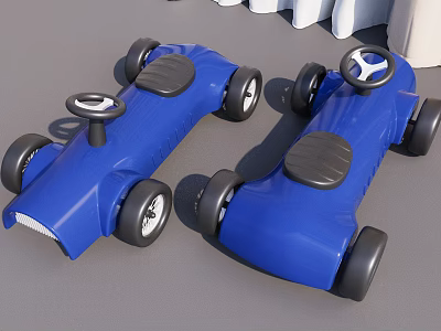 Blue Electric Toy Cars for Kids with Steering Wheels and Seats Play Design 3d model