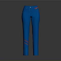 Stylish Blue Pants With Red Decorative Accents For Daily Living Use
