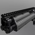 Tactical Pump Action Shotgun Featuring Black Top Rail And Gray Metal Body Structure