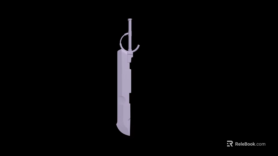 White Weapon 3D Model With Long Blade Ring Guard And Sleek Design On Black Background 3d model 