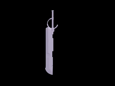 White Weapon 3D Model With Long Blade Ring Guard And Sleek Design On Black Background 3d model