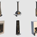Various Modern Fireplace Designs With Different Shapes And Interior Styles 3d model