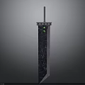Futuristic Sword With Dark Textured Blade And Green Glowing Dots Design
