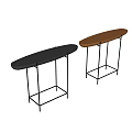 Black and Brown Entryway Console Tables with Oval Top and Metal Frame