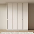 Modern Minimalist White Wardrobe With Sleek Sliding Doors And Storage Space