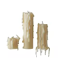 Three Burning Candle Lamps With Melting Wax Drips On Black Background
