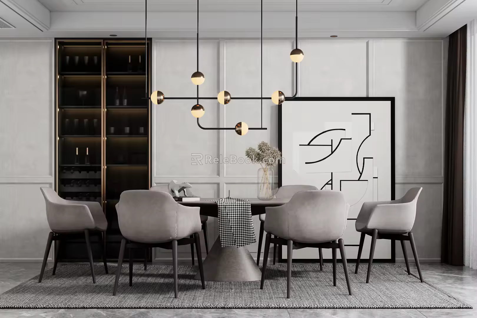 Modern Dining Table and Chair Combination 3d model