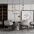 Modern Dining Table and Chair Combination 3d model
