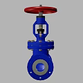 Industrial Pipeline Valve With Blue Body And Red Control Wheel