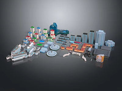 Diverse Architectural Models Featuring Modern Buildings With Various Shapes And Sizes 3d model