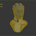 Blue Skinned Sci Fi Character With Horned Head And White Striped Outfit