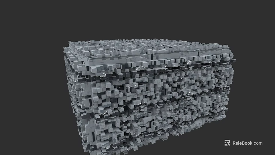 Urban Architecture Featuring Stacked Gray Cubes And Geometric 3D Structure Design 3d model