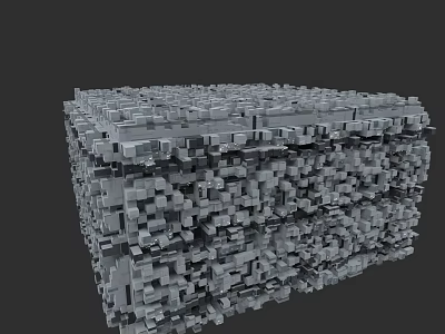 Urban Architecture Featuring Stacked Gray Cubes And Geometric 3D Structure Design 3d model