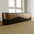 Sleek Modern Decorative Cabinet with Gold Black Wavy Texture in Bright Wooden Floor Room