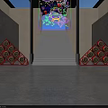Outdoor Modern Photo Check-in Spot With Green Staircases Circular Decorations And Geometric Design