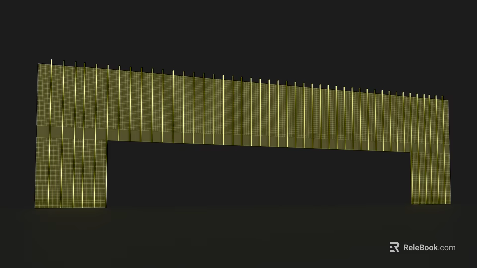 Modern Yellow Grid Structure Design Featuring Vertical Lines On Black Background 3d model 