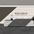 Modern Architectural Design Company Reception Desk With Marble Countertop And Receptionist