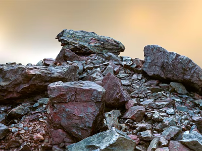 Natural Stone and Wood Pile with Rustic Textures and Earthy Tones 3d model