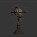 Brass Armillary Sphere Decorative Object With Metal Rings And Stand