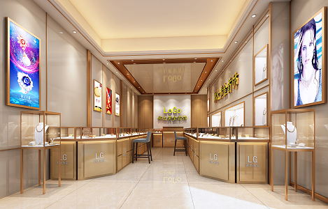 Light Luxury Store Gold Store 3d model