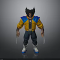 Wolverine Inspired 3D Character Model With Yellow Jacket Blue Shoulders Black Hair And Claws