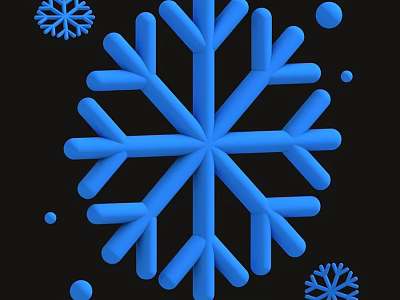 Blue Snowflakes Decorative Ornament Set With Small Dots And Snowflakes On Black Background 3d model