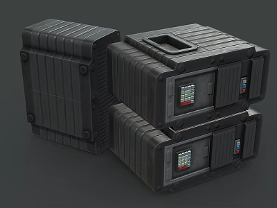 Black Stacked Computer Server Storage Units With Digital Display Panels 3d model