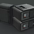 Black Stacked Computer Server Storage Units With Digital Display Panels 3d model