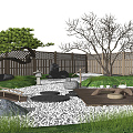 New Chinese style landscape sketch dry landscape courtyard landscape 3d model