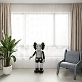 Beige Curtains and White Sheer Panels with Green Plant by Window in Living Room