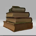 Vintage Stacked Old Books With Leather Bound Covers And Classic Design