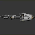 Futuristic Spaceship Model With White Gold Exterior Transparent Cockpit And Mechanical Details