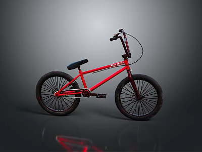 Sleek Red BMX Bicycle Featuring Sturdy Frame Black Wheels And Modern Design 3d model