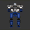 Blue And Gray Mechanical Combat Robot With Armored Structure And Weaponry 3d model