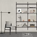 Minimalist Modern Wall Mounted Bookshelf With Books Sculptures Frames And Decorative Items