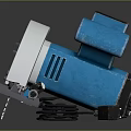 Professional Blue And White Circular Saw With Sharp Blade And Ergonomic Handle 3d model
